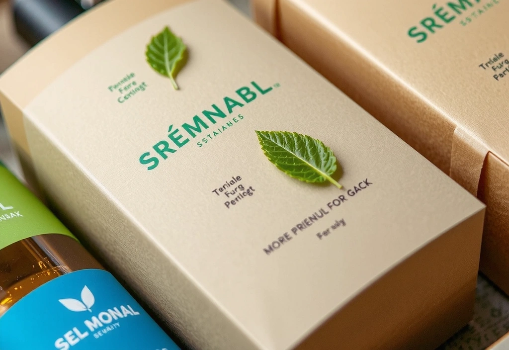 Recyclable packaging with green leaves