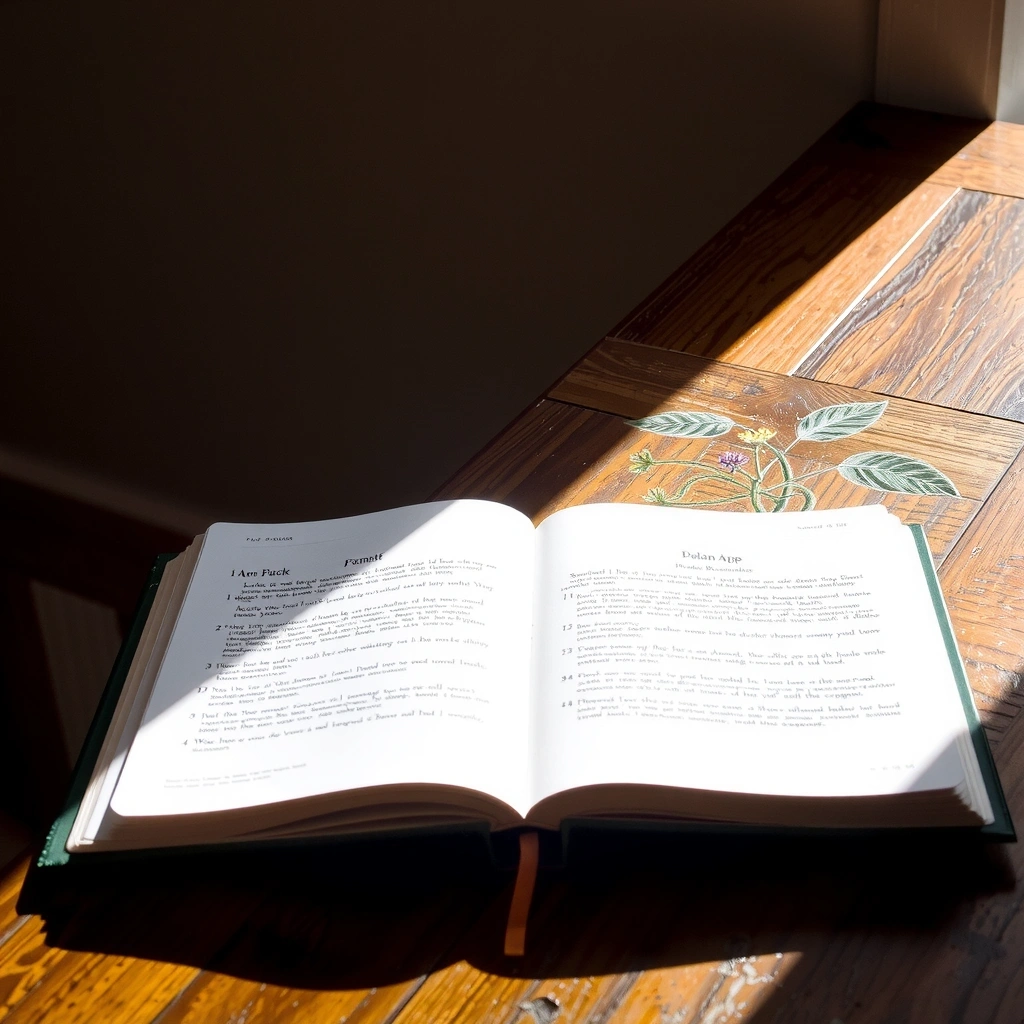 Open book with nature images